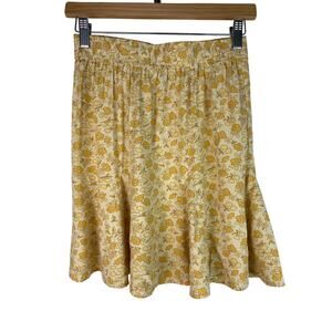 Madewell Women's Size XXS Yellow Floral Pull-on Mini Flare Skirt